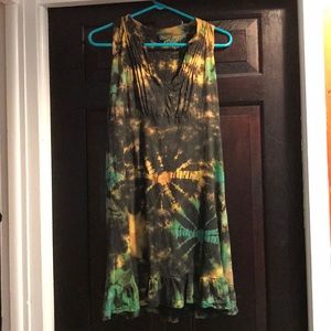 Kathmandu Tie Dye Summer Dress Medium Sleeveless Sunflower Black